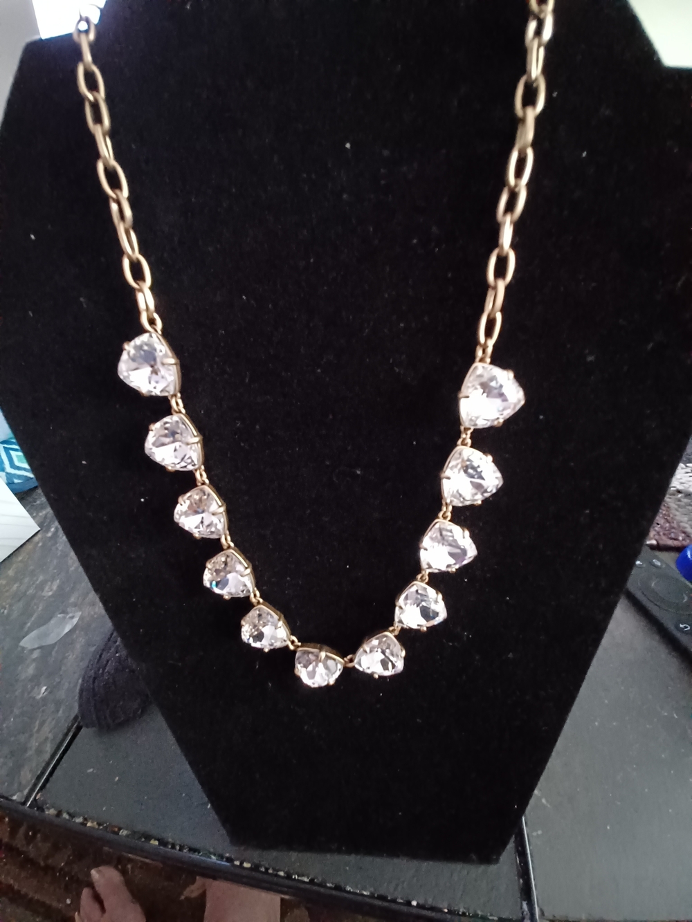 Stelka & Dot Gold Tone Crystal Statement Necklace - Clear Gems